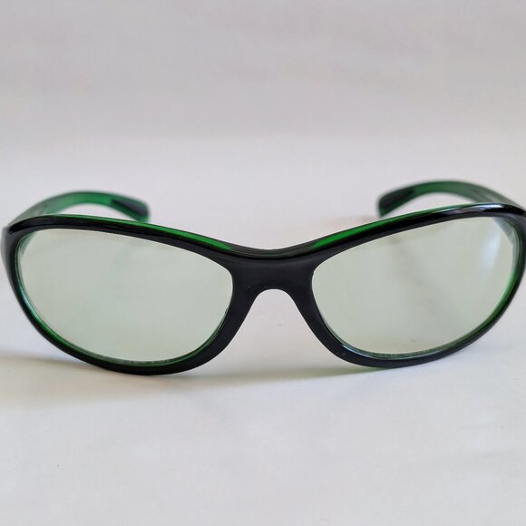 NWOT True Vintage 90's Plastic Oval Sport Wrap Around light green lens Sunglass - Picture 1 of 5